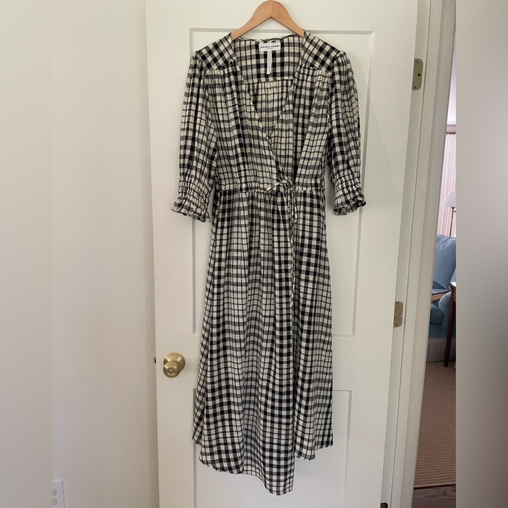 Apiece Apart Black and White Gingham Midi Dress